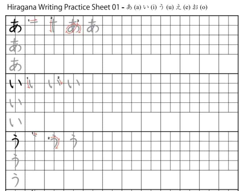 Table of Hiragana letters with stroke order download pdf – JLPT TUTOR